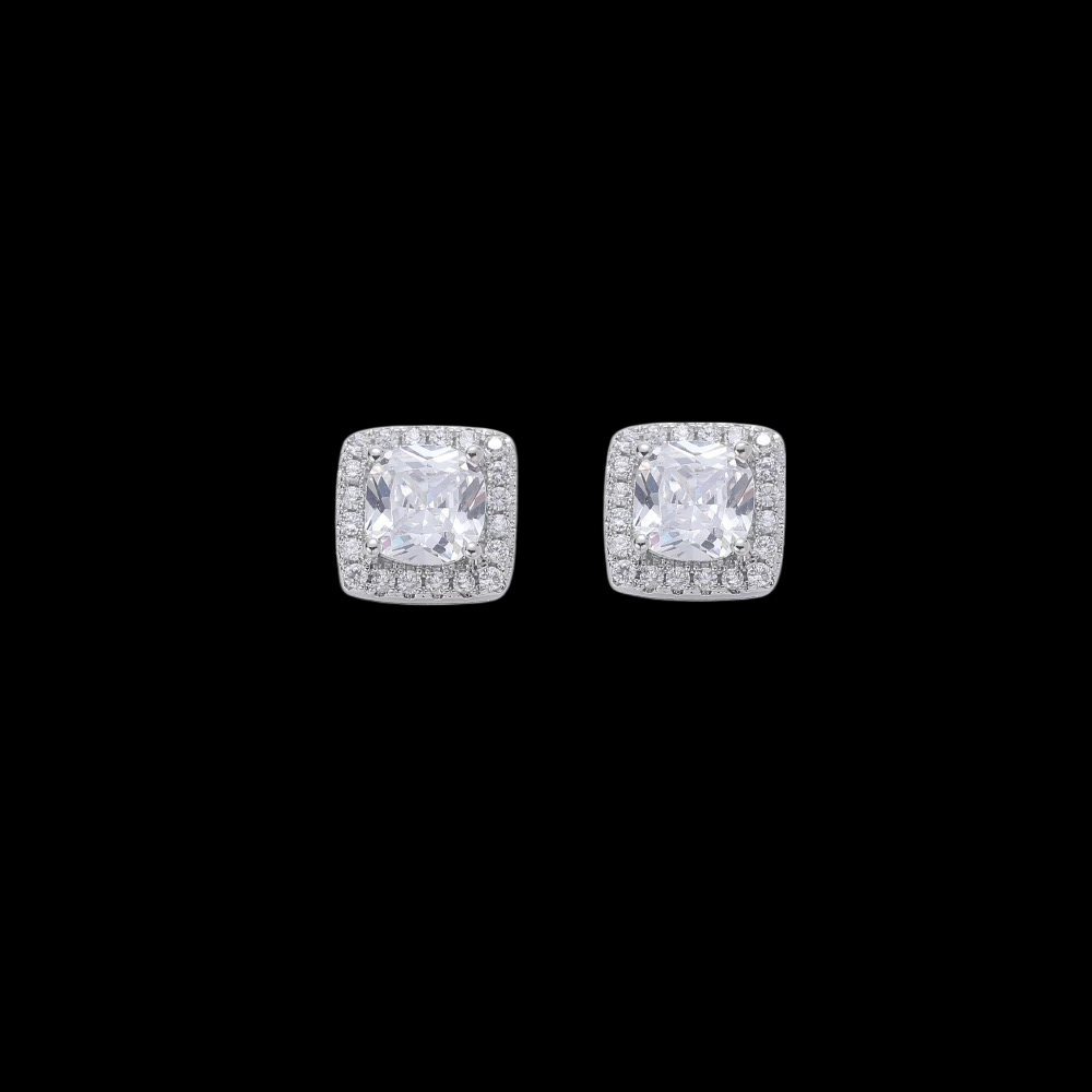 White gold shop square diamond earrings
